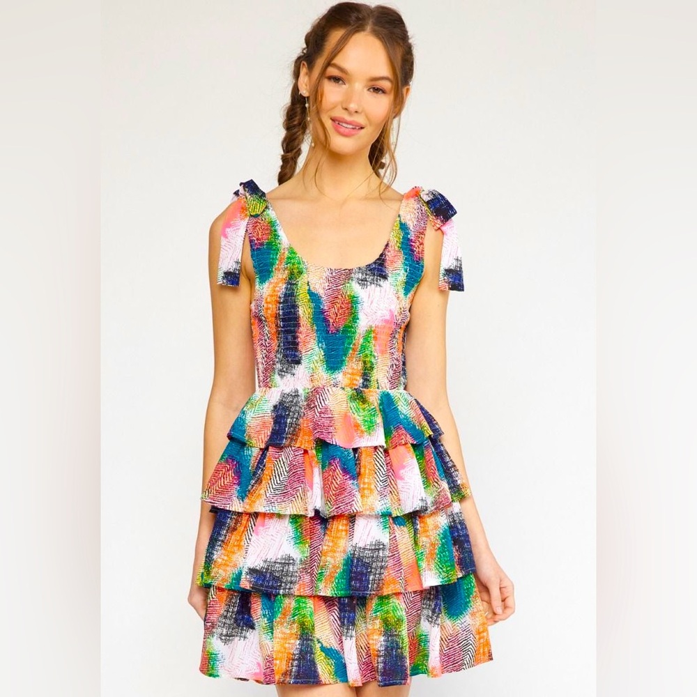 GORGEOUS Entro brand smocked ruffle dress.